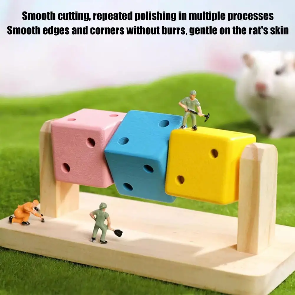 1set Hamster Chew Toy Wood Platform Grinding Teeth Toys Exercise Intelligence Training Colorful Wooden Block For Small Animals