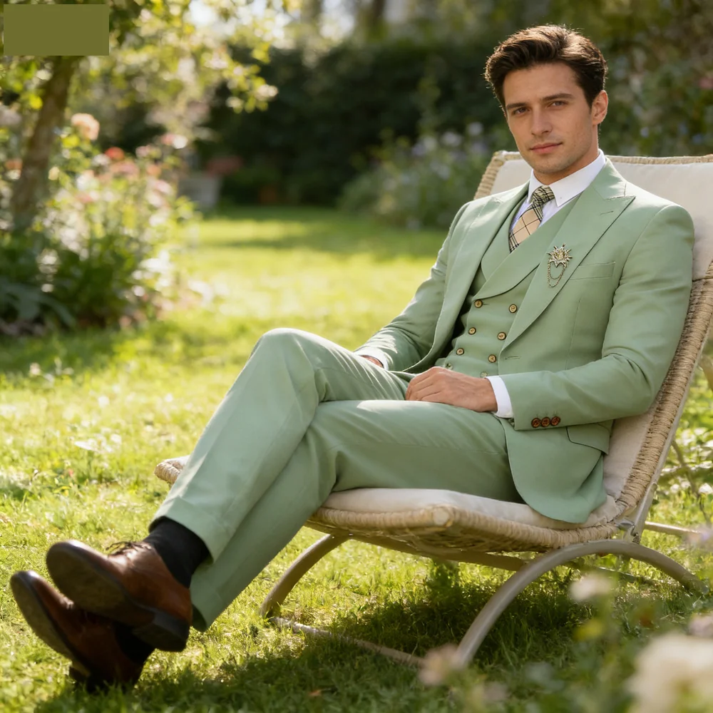 Full Men's Suits Two-Buttons Peak Lapel Slim Fit Suit Blazer Business Activities Stage Costume Evening Party Graduation Prom
