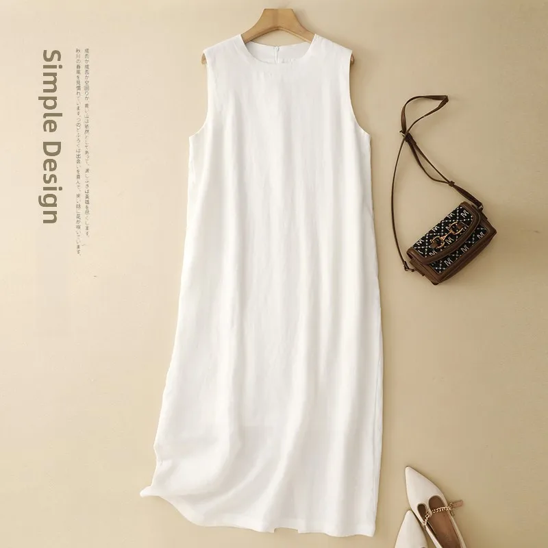 

Весна-лето, новый хлопок и лен Faion Cool Svel с внутренней частью свека, длинный белый белый жилет Dr, повседневный свободный крой