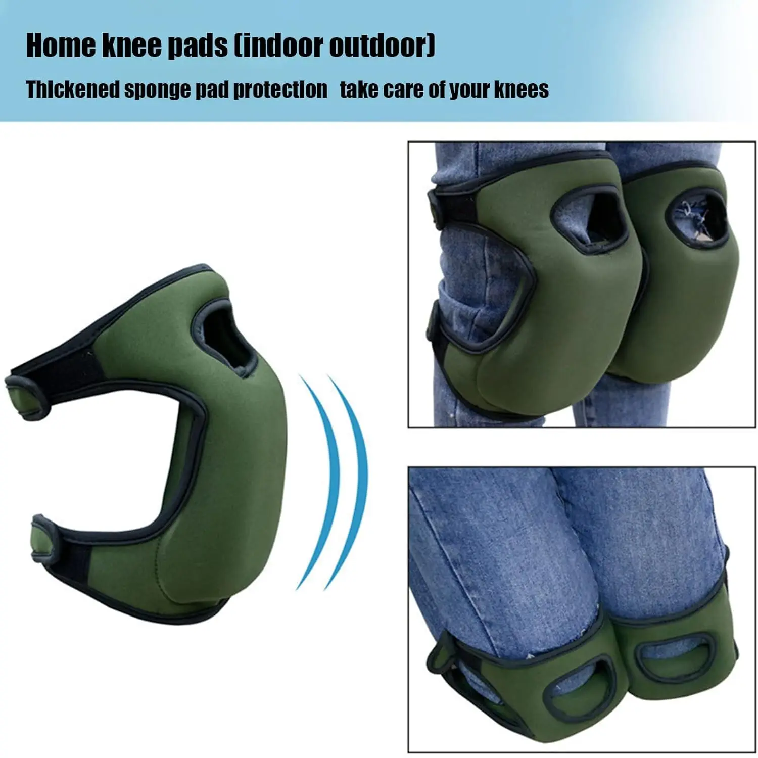 Robuste Knieschoner aus dickem Schaumstoff, mit zwei Riemen, verstellbar, atmungsaktiv, für Fliesenlegen, Bodenreinigung, mechanische Arbeiten, Yoga, Outdoor – Detail 7