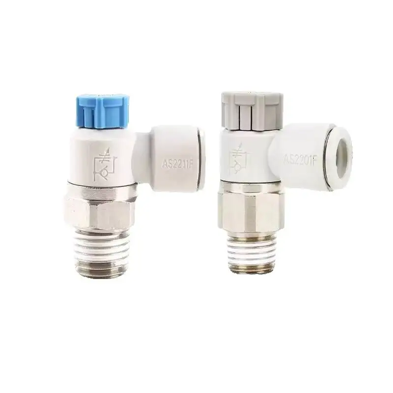 

10pc SMC Genuine Speed-Regulating Throttle Valve Connector Adjustable Valve/As2011f/M5a/04A/06A/08A/10A12a