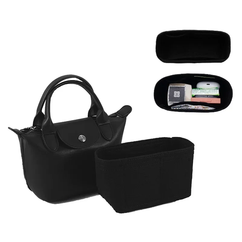 Black Bag Organizer For Longchamp Energy Bag Purse Organizer Insert Layered Liner Energy Ultra-light Felt Storage Bags