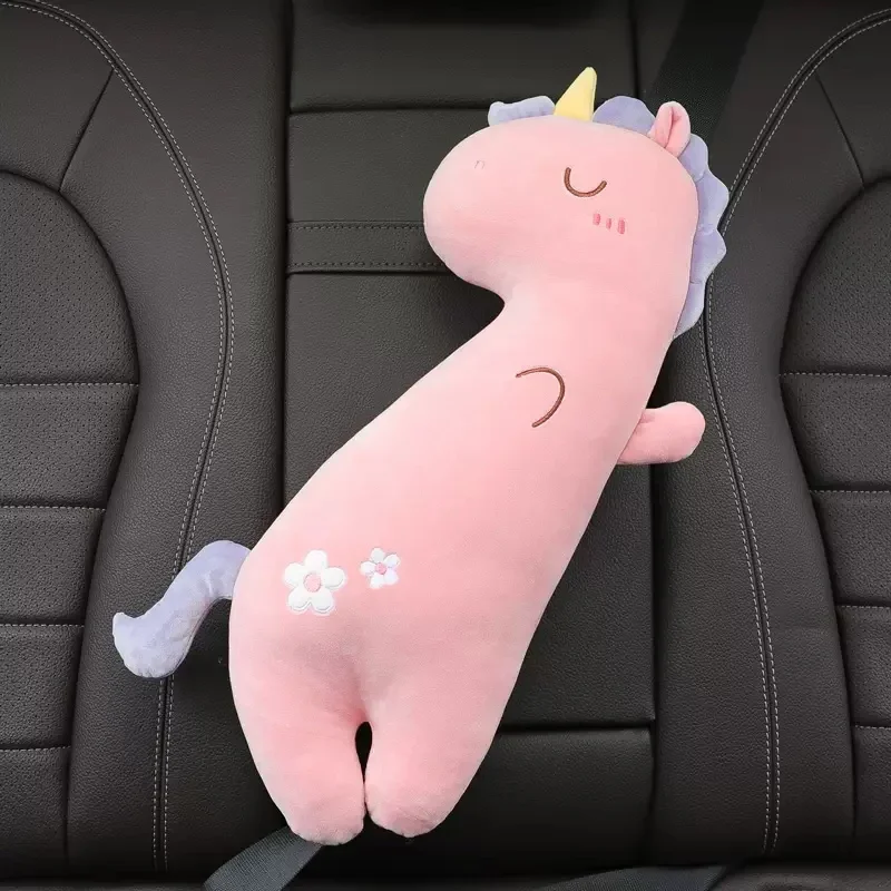 Child Car Seat Headrest Sleeping Head Support Safety Belt Cover Baby Seat Belt Protector Neck Cushion Unicorn Anime Belt Pillow