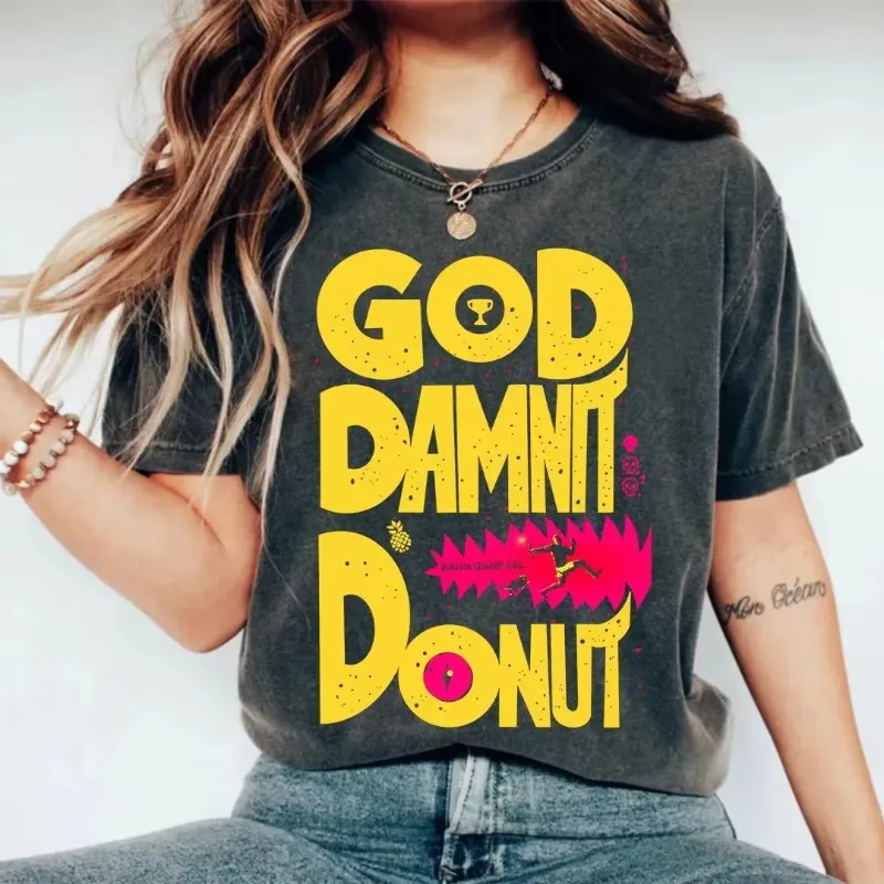 Dungeon Explorer Carl Retro T-shirt, Damn Donut T-shirt, Summer New Y2K, Suitable for Both Men and Women in All Seasons