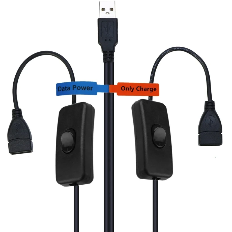 Usb Y Verlengkabel Met Aan/Uit Schakelaars Usb 2.0 Mannelijk Naar Vrouwelijk Splitter Usb Data Stroomverlengkabel 30Cm