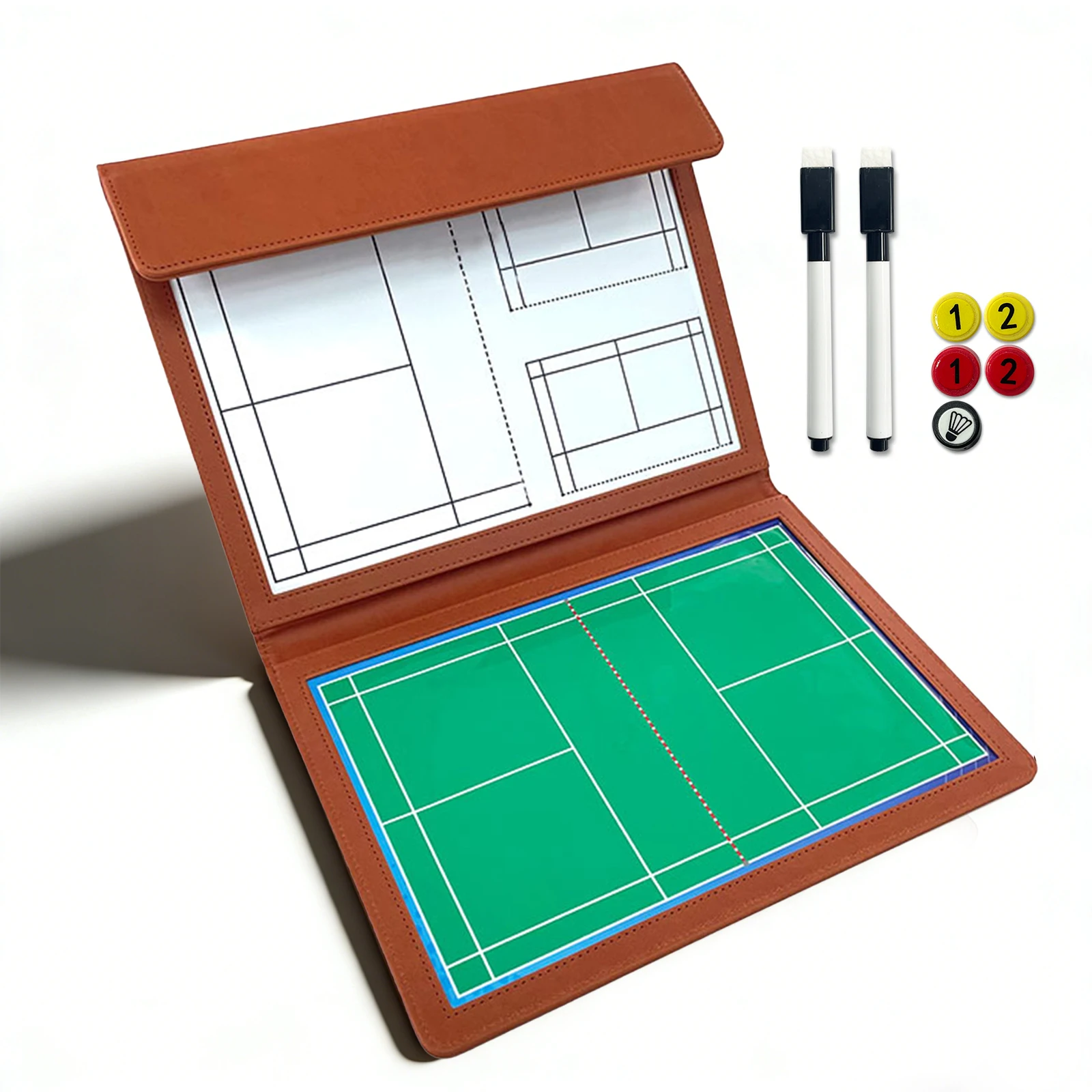 Foldable Portable Badminton Tactical Folder - Magnetic Surface for Coach Tactics Demonstration & Drills