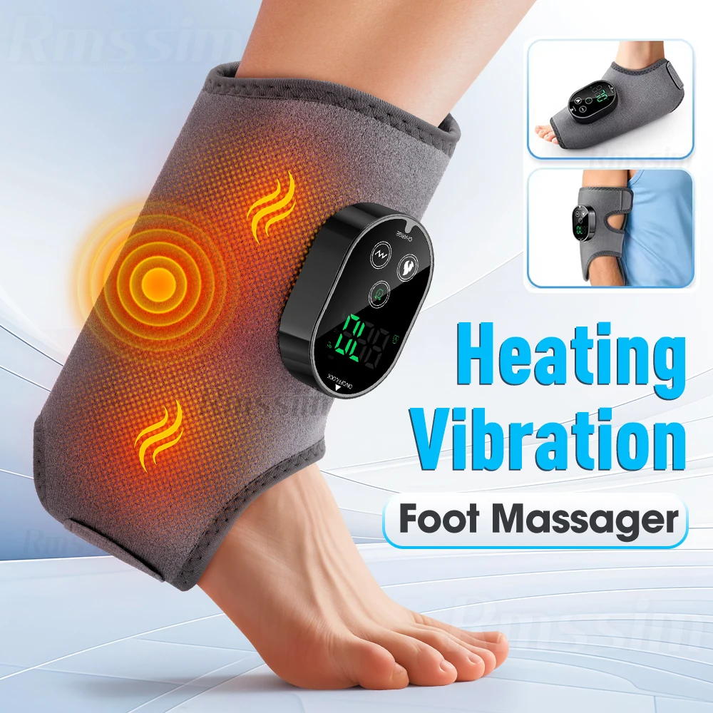 

New Electric 3-in-1 Ankle Calf Foot Vibration Massager 6 Levels Hot Compress Massage Ankle Brace Plantar Fascia Leg Muscle Rela