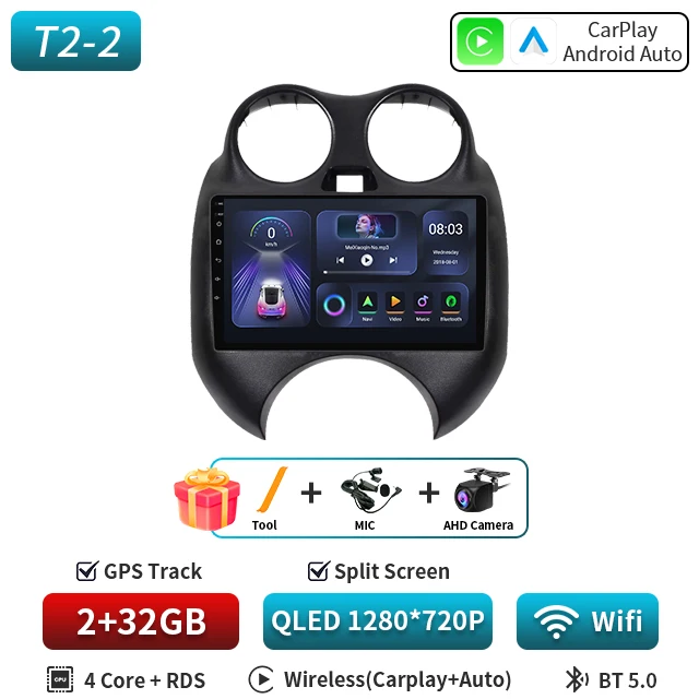 Voor Nissan Maart MICRA 2010 2011 2012 2013 Android 16 Autoradio Audio video multimedia Speler GPS Navigatie 8 + 128G Carplay Auto