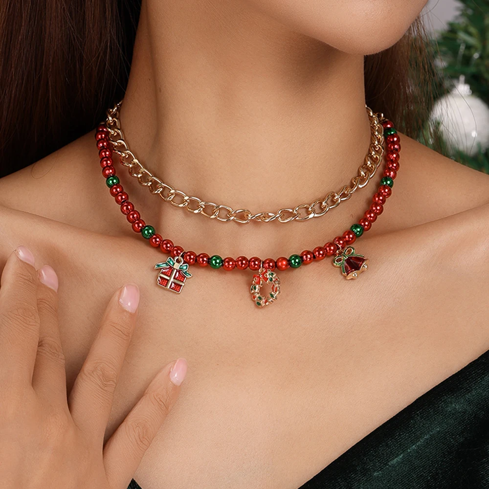 Aihua neue Mode Weihnachten Halskette für Frauen Mädchen Santa Claus Hirsch Glocke Weihnachten Stern Baum Anhänger Halskette Neujahr Geschenke – Detail 11
