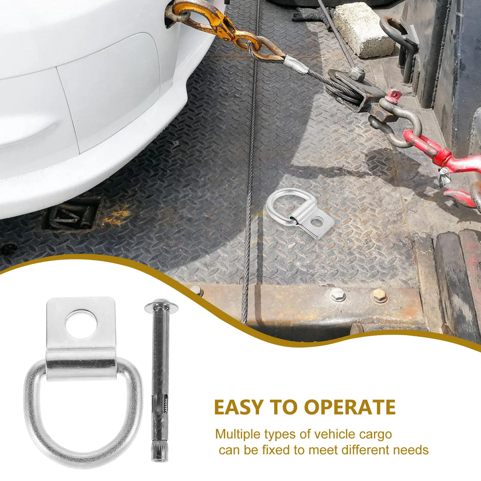 D Tie Down Anchor For Truck Bed Tie Down Cargo Transport Premium Stainless Steel V-shaped D- Lashing