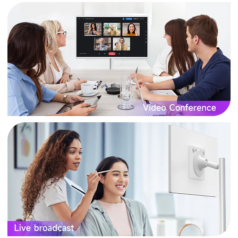 21.5 인치 충전식 휴대용 스마트 TV 스탠드 Me Tv 휴대용 모바일 터치 스크린 스마트 TV, 체육관 게임용 바퀴 스피커 포함