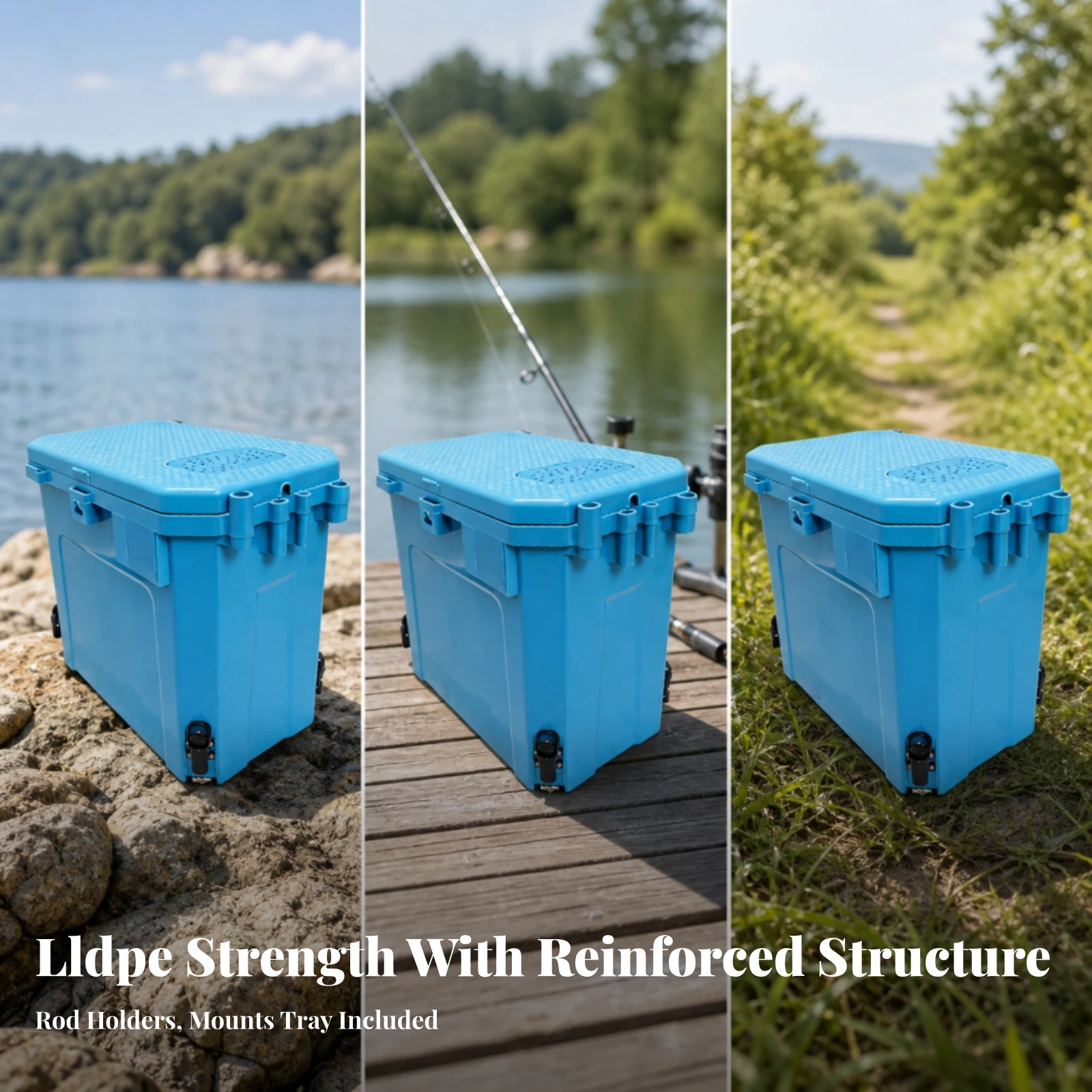 Fishing Box with Legs Sturdy Hard-Shell Fishing Box Lightweight Allall-in-One for Anglers