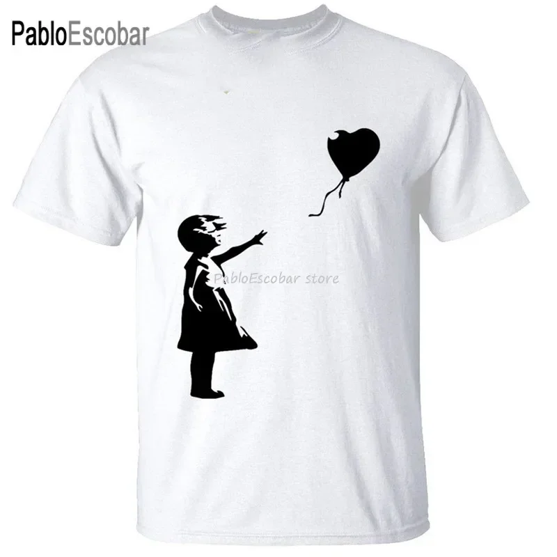 Banksy Girl with Balloon for Men, Funny Urban Graffiti Art, Banksey T-Shirt, Loose Size Top