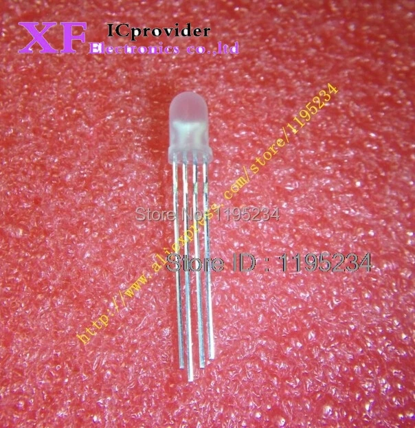 ثنائي باعث ثلاثي الألوان RGB LED مشترك ، منتشر F5 RGB ، 5 الكاثود ،