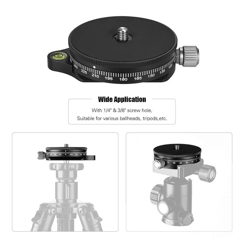 Панорамное основание для камеры с пластиной в швейцарском стиле, алюминиевая панорамная головка штатива с винтом 0,95 см и пузырьковым уровнем, грузоподъемность 2