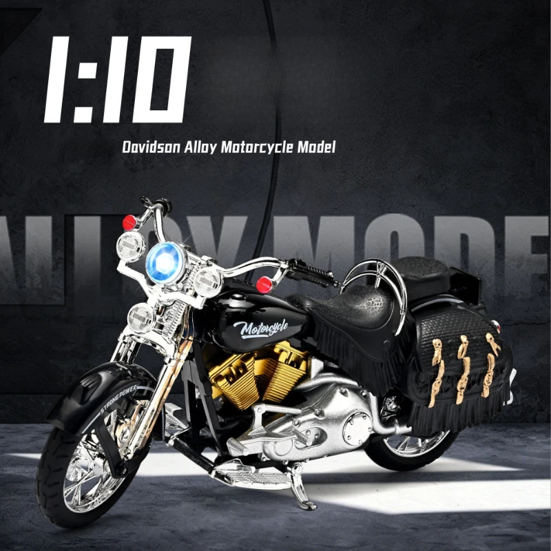 1:10 Davidson Retro Cruise Motorcycle Model Simulation Alloy Street Bike Motorcycle Series Toy Gift Collection