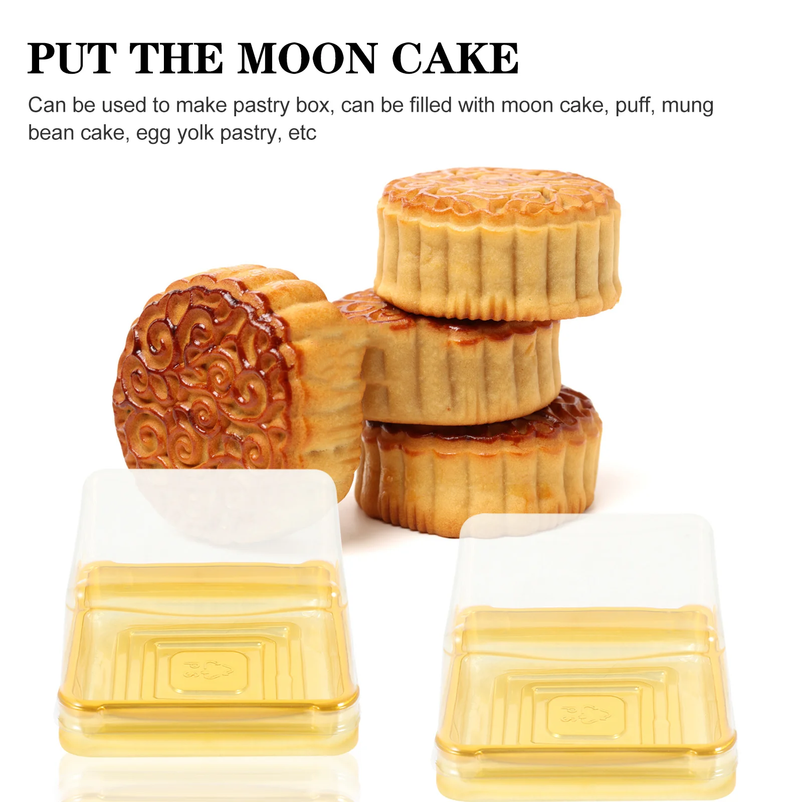 50pcs Transparent Baking Packaging Boxes For Moon Cake Cupcake Dessert Clear Dome Container Food Storage Case Kitchen