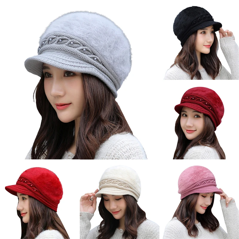 Cálidos gorros de punto para mujer, gorro de moda para Otoño e Invierno