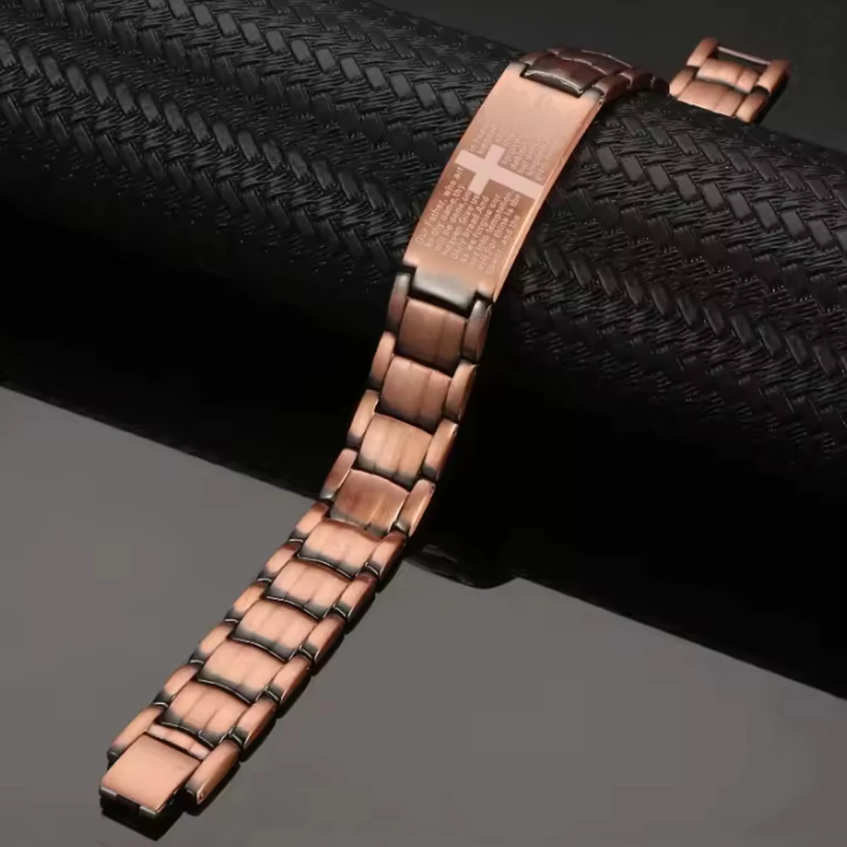 Mens Magnetic Bracelets, Cross Copper Plating Bracelet with Double-Row Strength Magnets for Men Husband Dad Christmas Gifts image 3