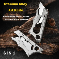 Multifunction Titanium Alloy Utility knife SK5 Blades Crowbar Screwdriver Bottle Opener Outdoor Camping Riding Wrench EDC Tool