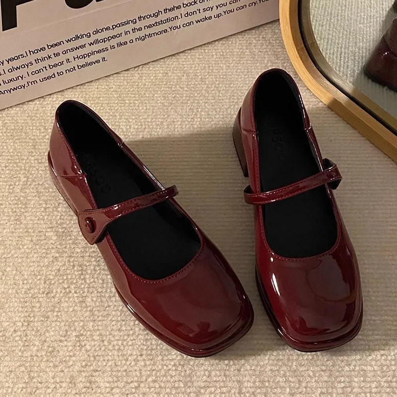 Vintage Mary Jane Little Leather Shoes 2026 Spring/Autumn New Fashionable Square Head Coarse Heel French Women's Single Shoes