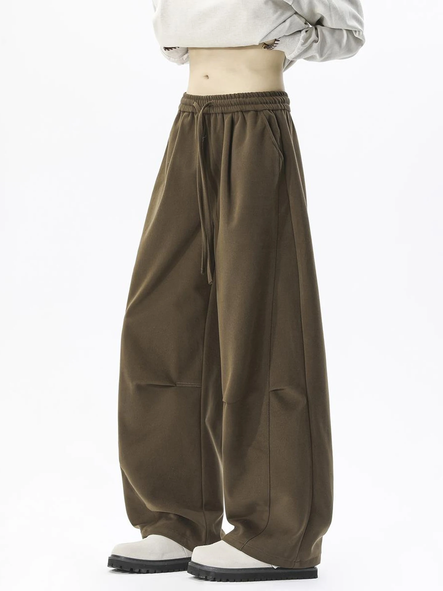 

Thiened шерстяные мужские брюки для рабочей одежды, повседневные брюки с широкими штанинами в американском стиле, осень-зима, модный бренд, свободный прямой крой