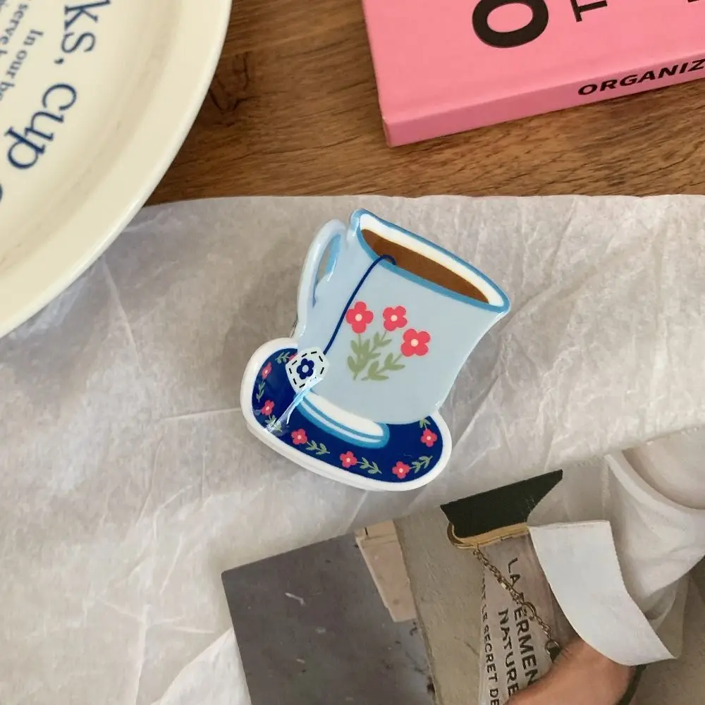 Cute Acetic Acid Acetate Hair Claw Flower Cute Coffee Cup Hair Clip Cartoon Headdress Small Hair Claw Girl