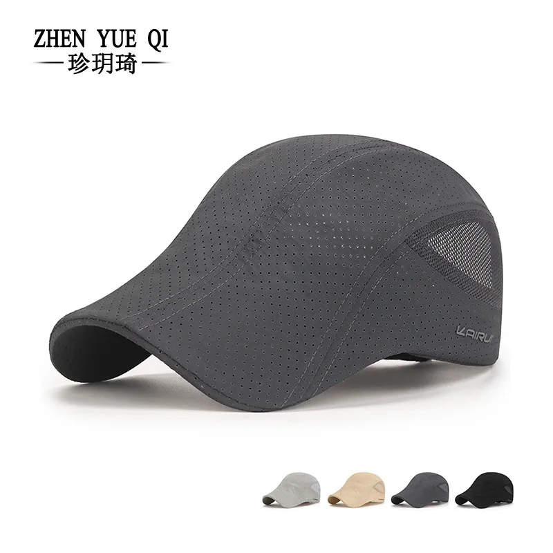 Fashion Summer Breathable Hat men's Adjustable Outdoor Sun Protection Beret Cap Men Women Black Fashion Party