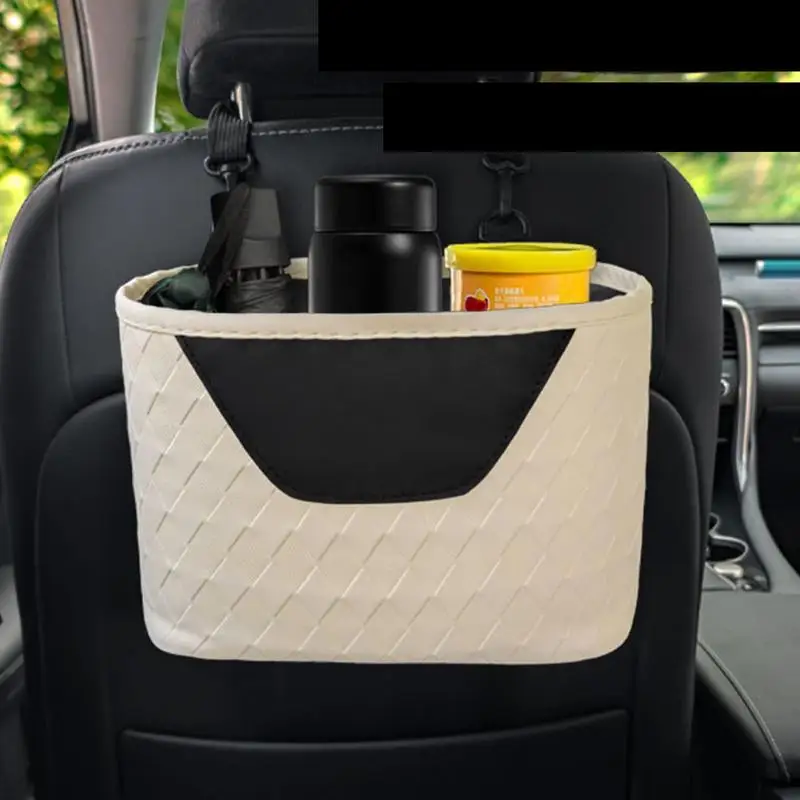 Storage Pockets For Car PU Leather Car Back Seat Organizer Car Interior Storage Bag Vehicle Organizer Bag With Adjustable Straps