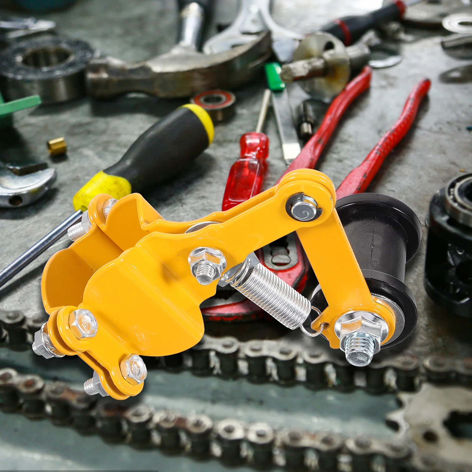 

Universal Motorcycle Chain Tensioner Yellow R om Wheel Easy Adjust Compatible Gear Fastener Practical Accessories Chain Tool