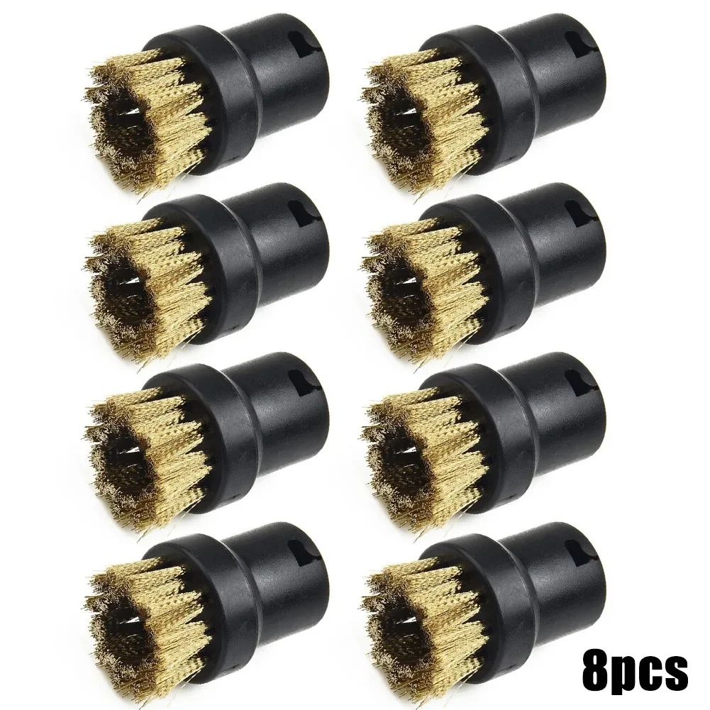 8Pcs Brass Wire Brush Nozzles For Karcher SC1 SC2 SC3 SC4 SC5 Steam Cleaner Round Brush Head Cleaning Accessories Kitchen Bath