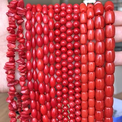 Wholesale Multi-Shape Natural Red Coral Beads Round Oval Drum Irregular Shape Beads For Jewelry Making Diy Bracelet Handmade