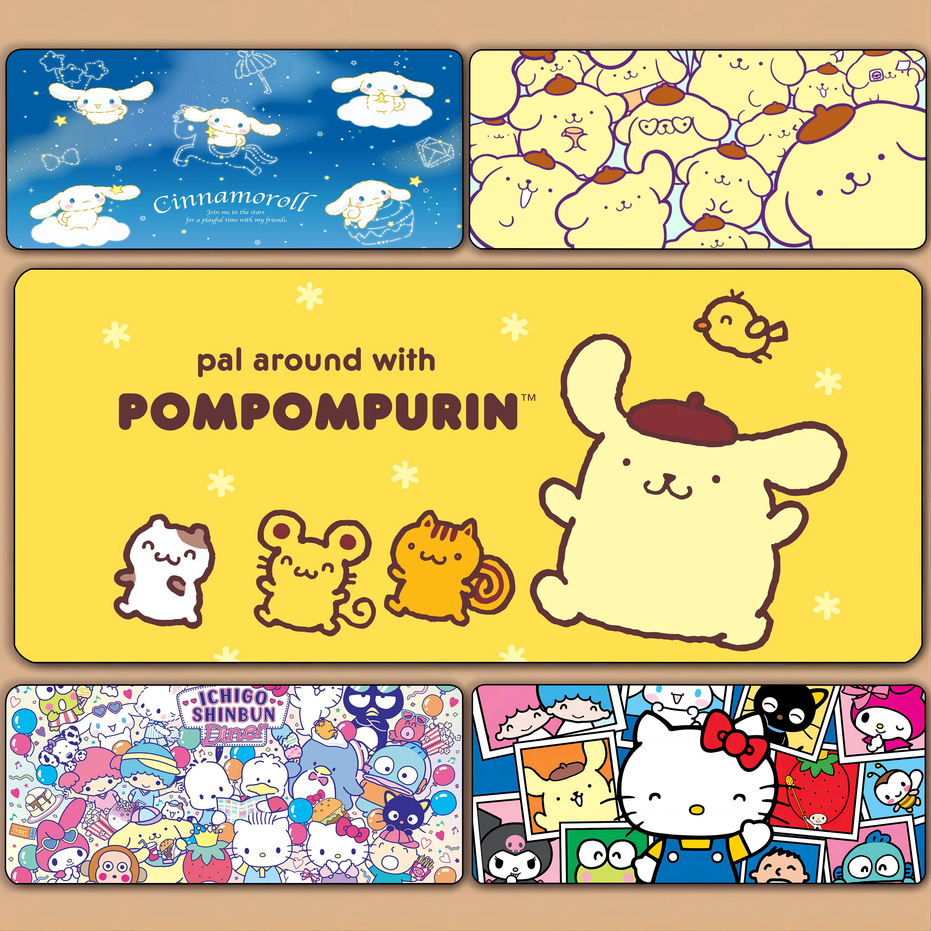 

Pompompurin Cinnamoroll Mousepad HD Printing Computer Gamers Locking Edge Non-slip Mouse Pad XXL90x40cm Keyboard PC Desk Pad