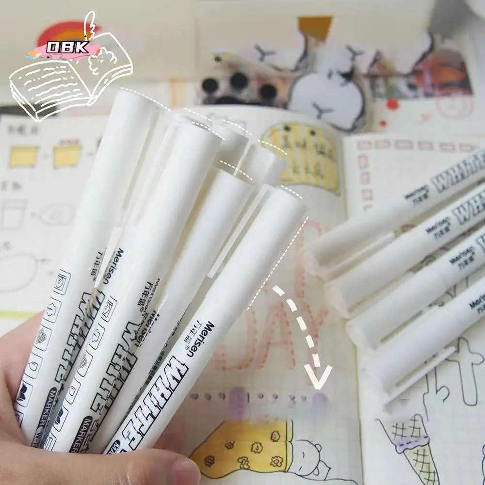 

3pcs Waterproof White Permanent Paint Pen Not Easy To Fade Quick Drying White Marker Pens Wear Resistant Not Easily Deformed
