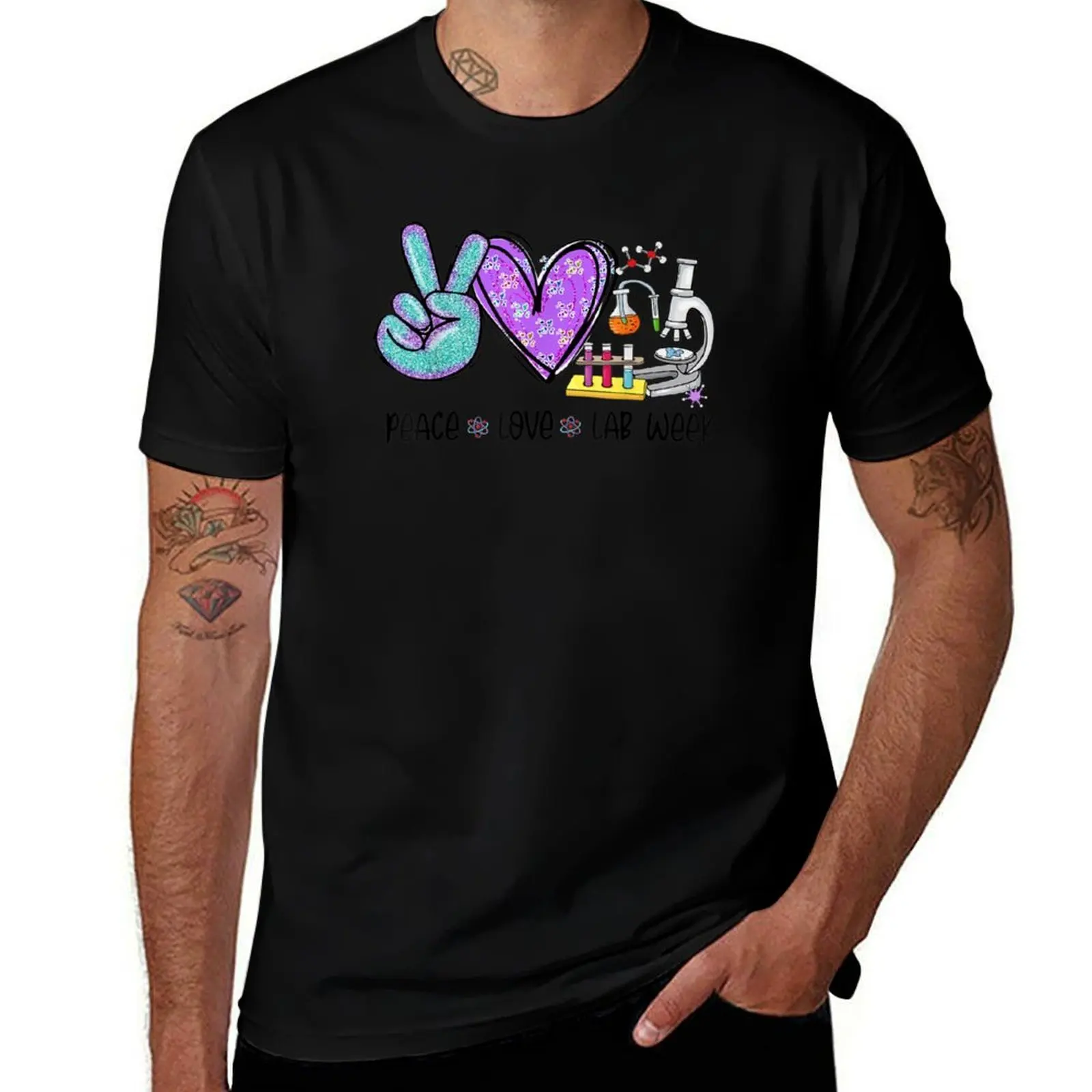 Peace Love Lab Week 2022 Laboratory Tech Technologist T-Shirt Casual Loose Fit Short Sleeve T-Shirt