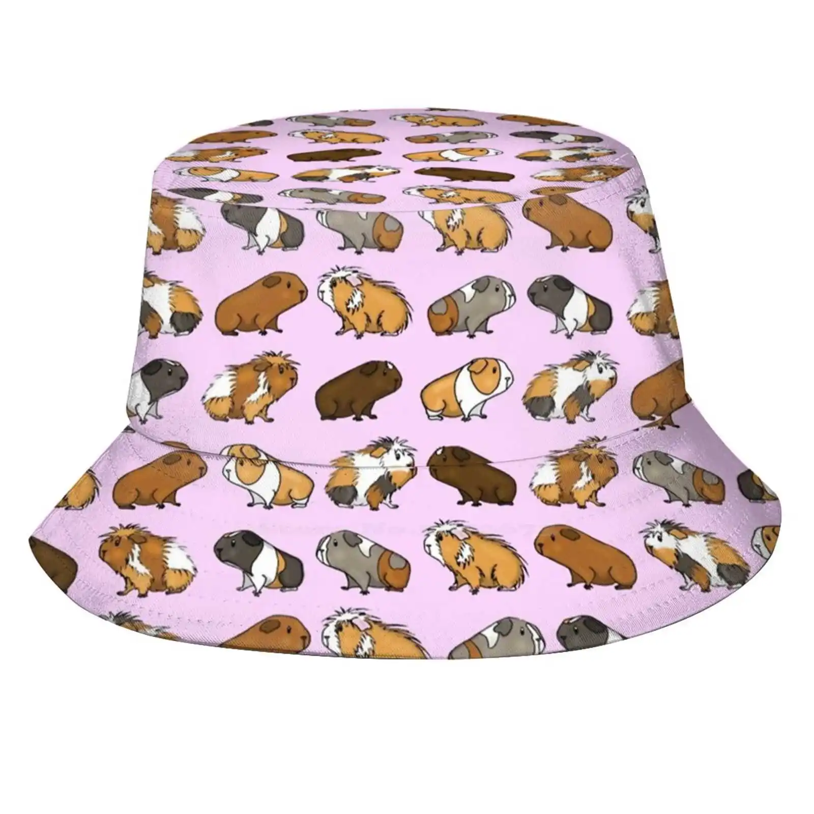 Guinea Pig Procession ( Pink ) Uv Protection Foldable Bucket Hats Women Men Guinea Pig Procession Repeat Pattern Cavy Cavies