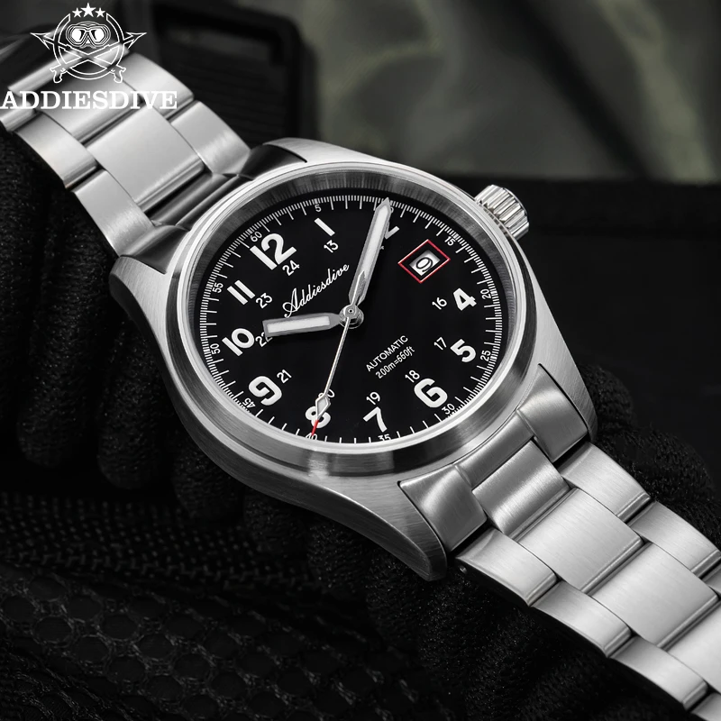ADDIESDIVE New Men\'s Watch Luxury Sapphire Glass Stainless Steel NH35 Mechanical Watch 200m Waterproof Luminous Reloj Hombre