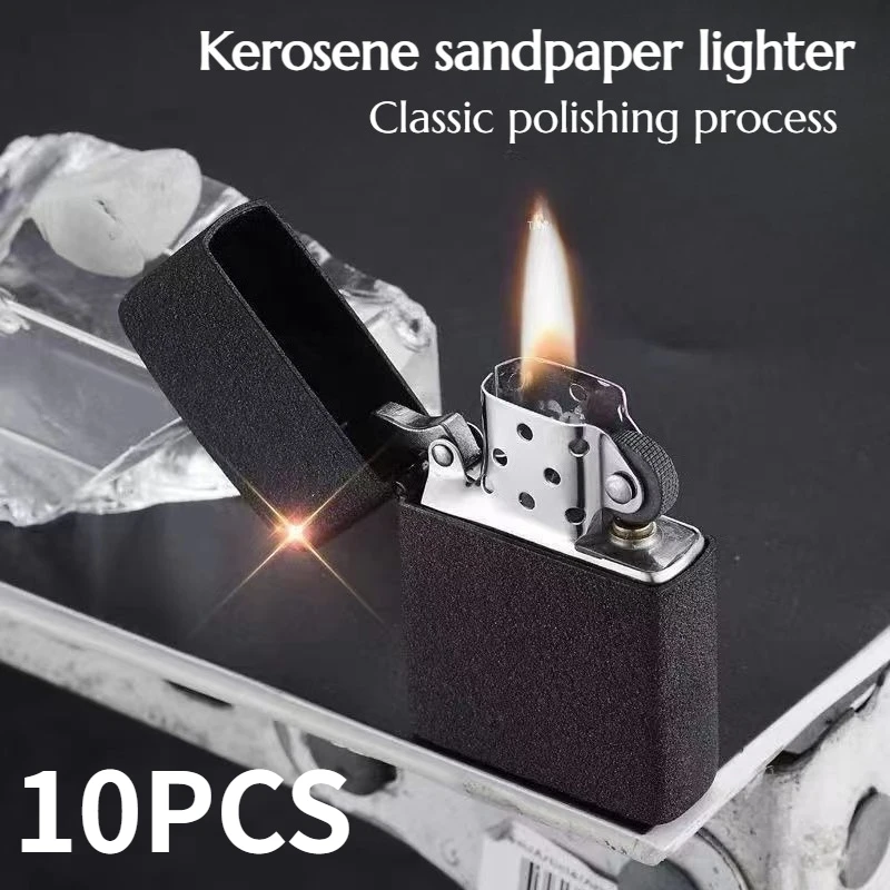 

10PCS Men's Practical Metal Polished Lighter - Creative Vintage Nostalgic Retro Lighter Cigarette Accessories