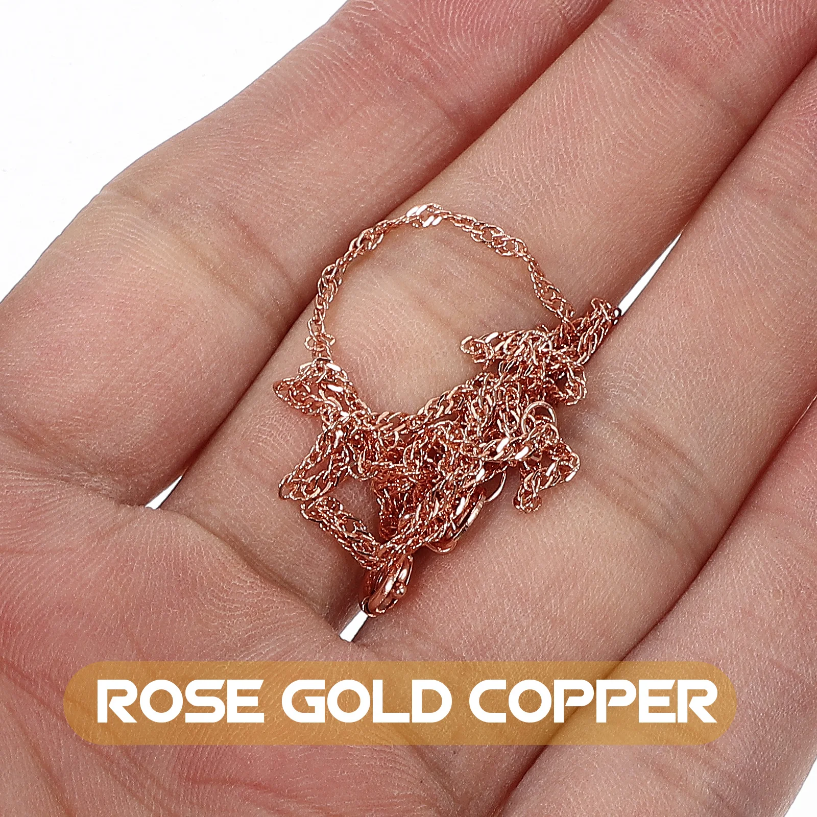 

3Pcs Rose Gold Necklace Chain DIY Copper Delicate Jewelry Making Chains for Pendants Women Necklace Supplies Copper Chain