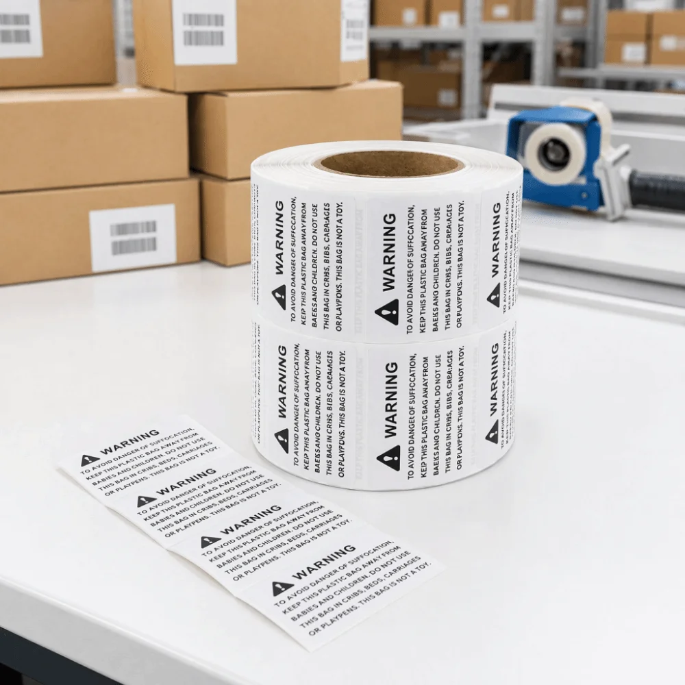 800Pcs Self-Adhesive Suffocation Warning Labels Water‑resistant Clear Printing Choking Warning Stickers Strong Adhesive