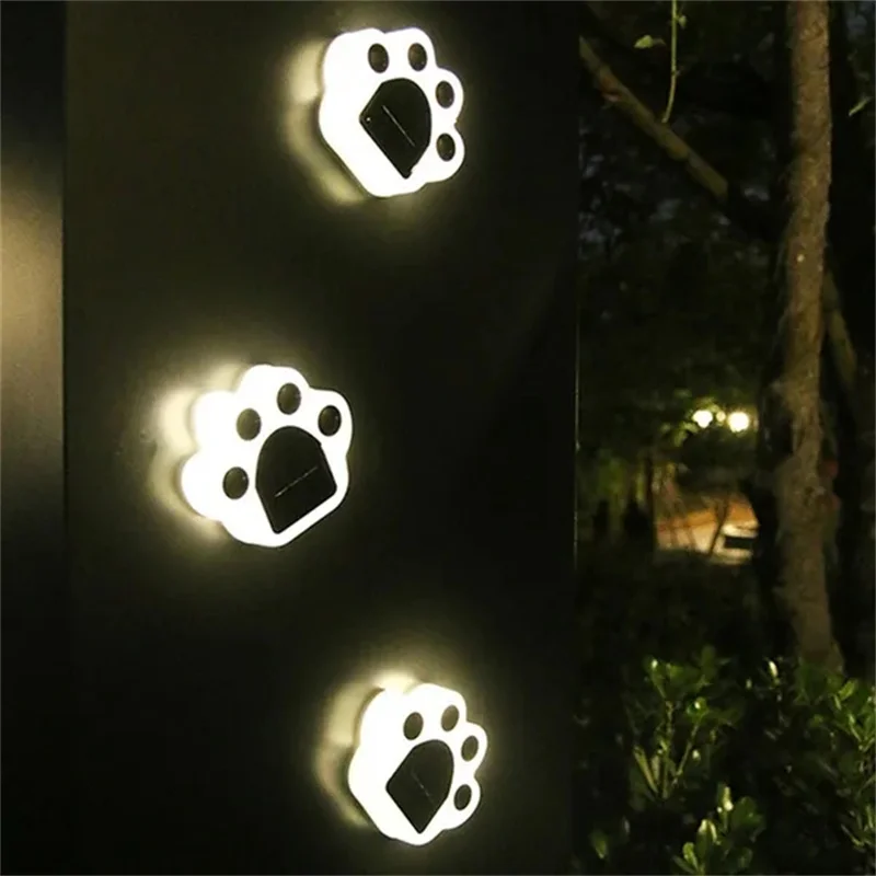 LED Solar Garden Light Outdoor Waterproof Garden Decoration Dog Cat Animal Paw Print Lights Path Lawn Lamp String Paths Light