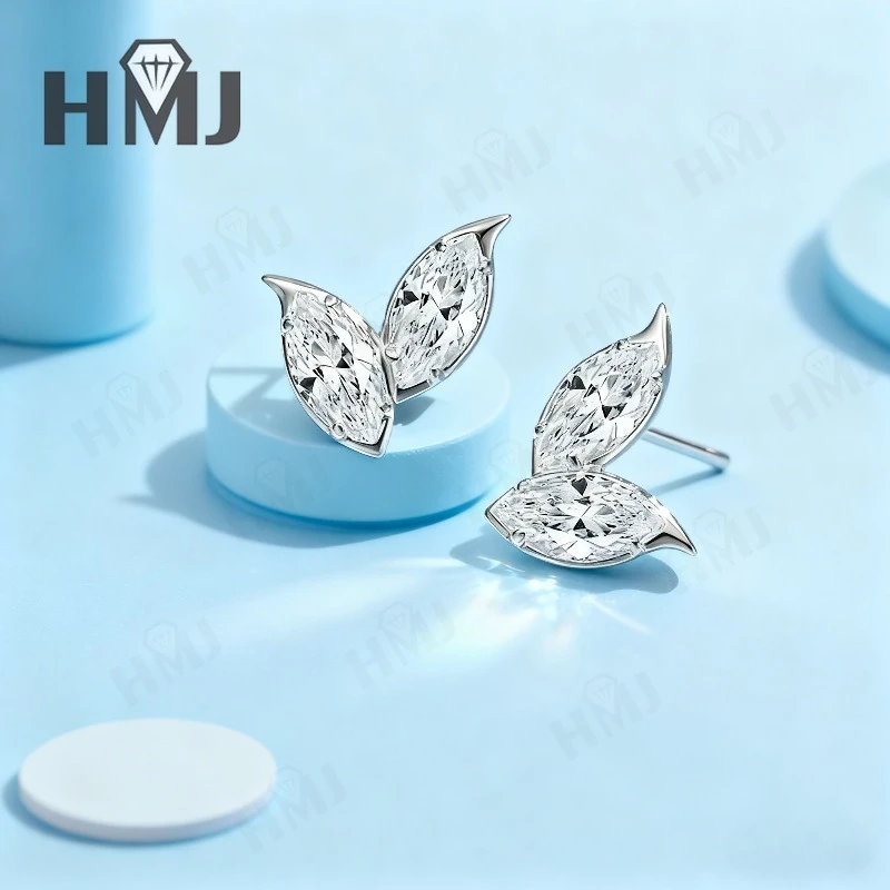 

Moissanite Double Marquise Cut Leaf Earrings for Women Sparkling Nature-Inspired Design Perfect for Daily Wear Parties Gift