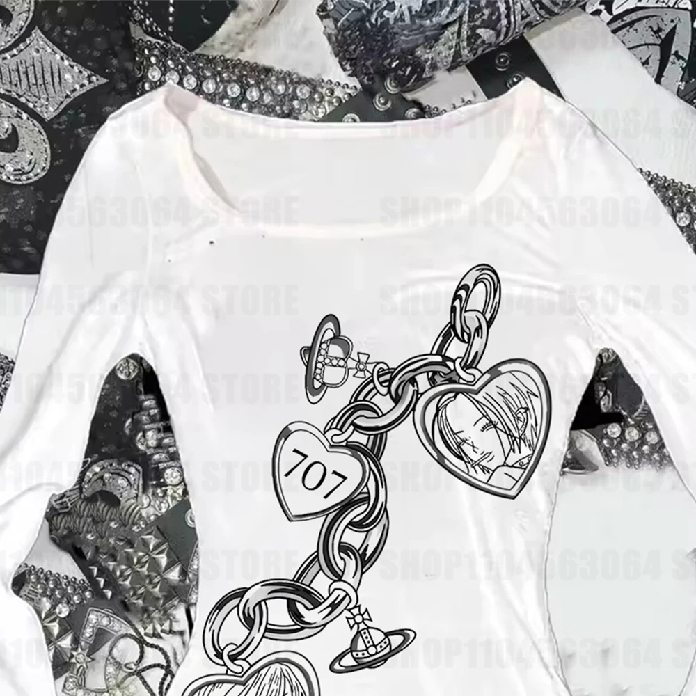 2000s Y2k Nana Japanese Anime Summer Top 2025 Pattern Tank Top Anime Long Sleeve Casual Harajuku T-shirt