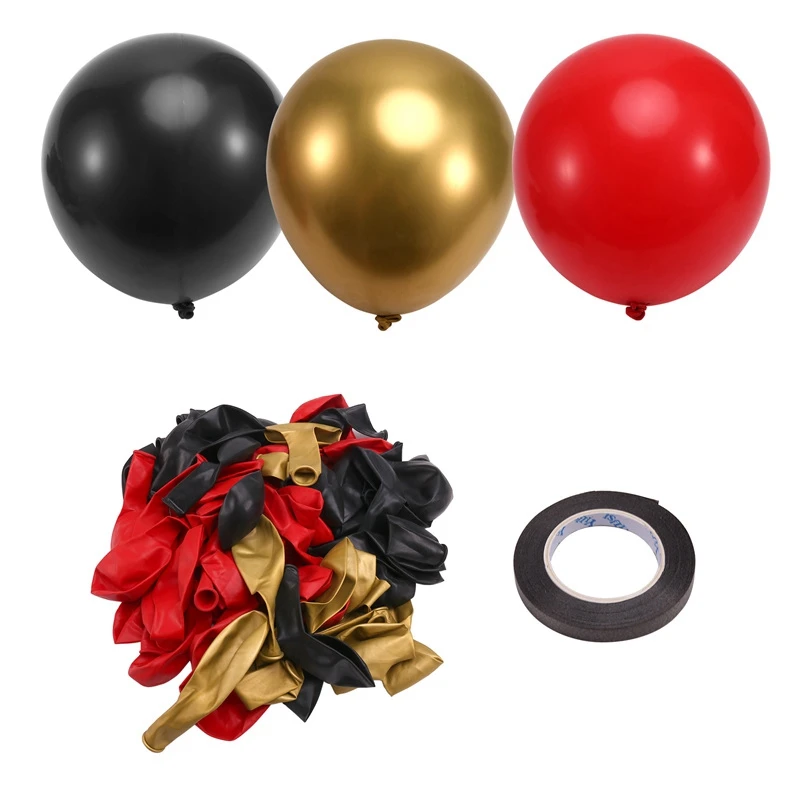 Red Black And Gold Balloons, 67Pcs 12 Inch Red And Black Balloons For Birthday, Retirement, Graduation