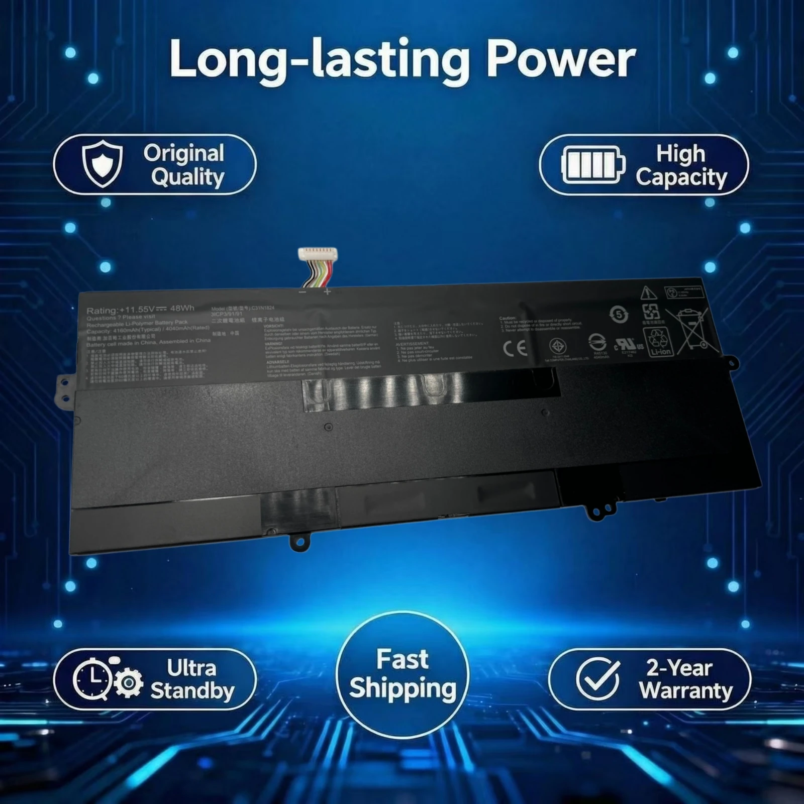 New Original C31N1824 48Wh Laptop Battery for ASUS Chromebook Flip C434 C434T C434TA C434TA-AI0041 C434TA-AI0045 C434TA-AI0095