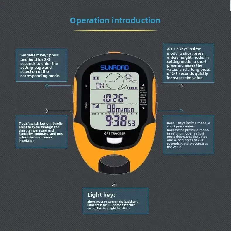 Stable Handheld Beidou GPS Altimeter Waterproof Barometer Compass Temperature Humidity Meter for Fishing Vehicle - view 4