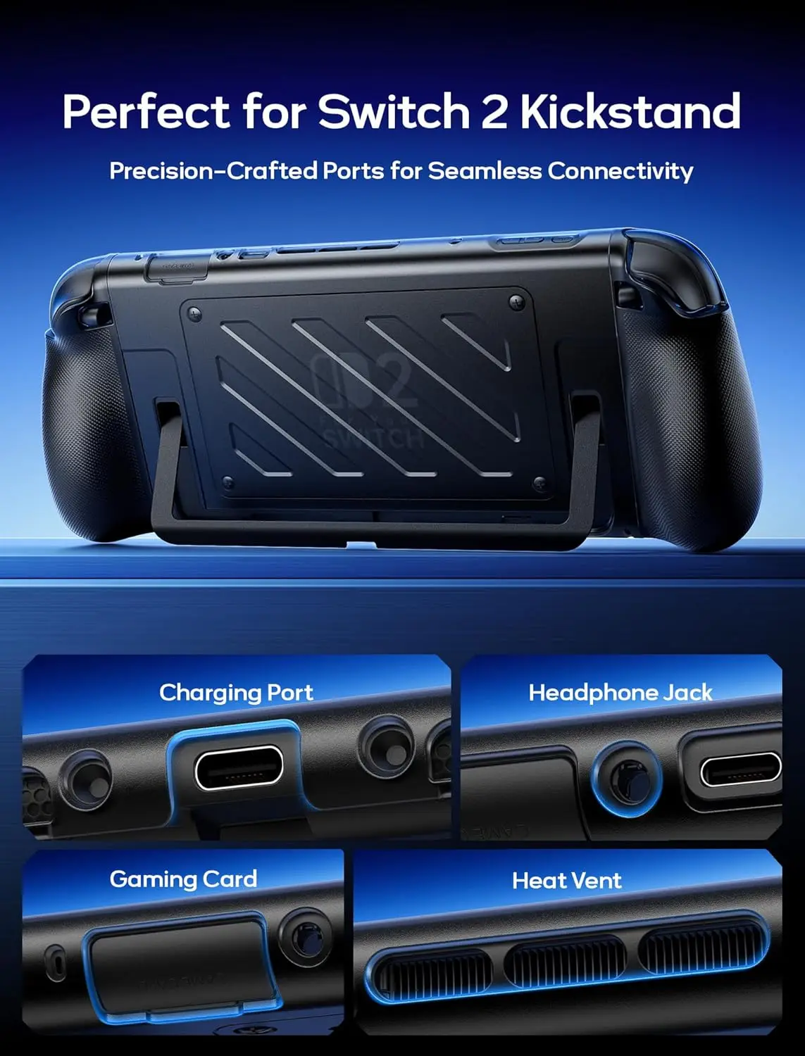 Split Protective Case for Nintendo Switch 2,TPU Middle Frame & PC Face Cover, Non-Slip Ergonomic Grip, Storage for 10 Game Cards