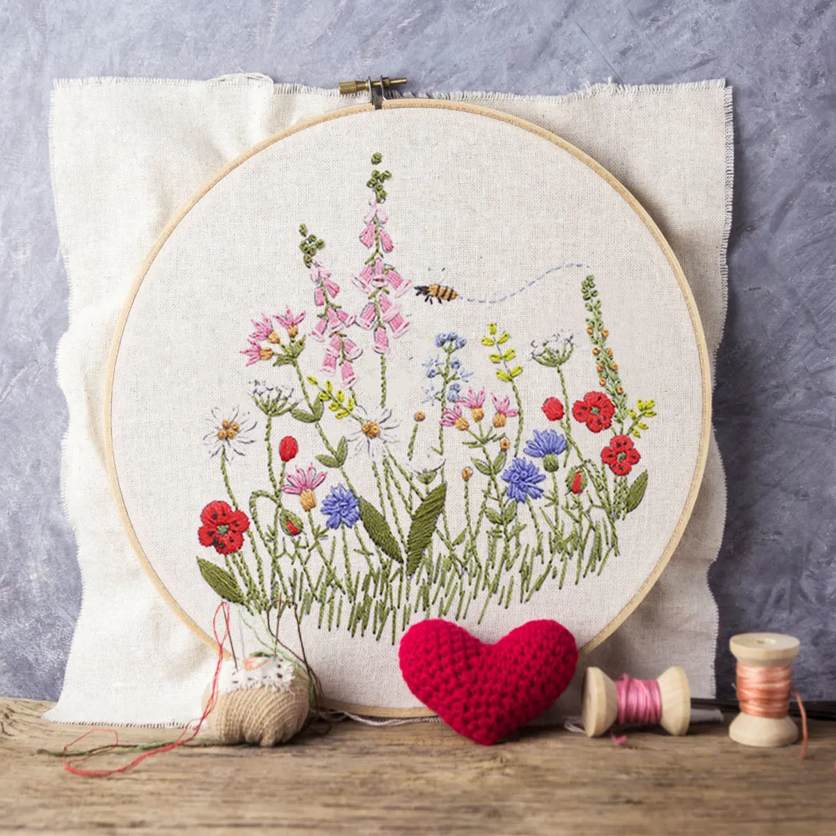 Flower Embroidery Starter Kit With European Pattern and Instructions Cross Stitch Set Flowers Plant Stamped Embroidery With Hoop