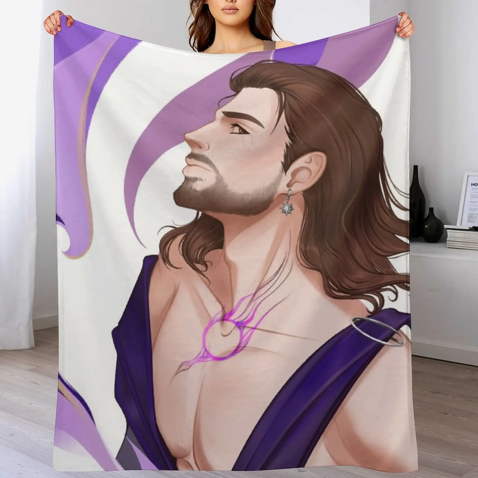 

Gale from Waterdeep Wizard BG3 Magic Throw Blanket Stain Resistant Cozy Warm Blanket