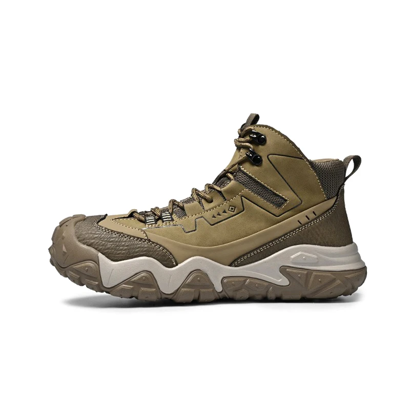 Men's High Top Hiking Boots Waterproof Outdoor Male Breathable Mountain Climbing Shoes Anti-collision Toe Walking Footwear